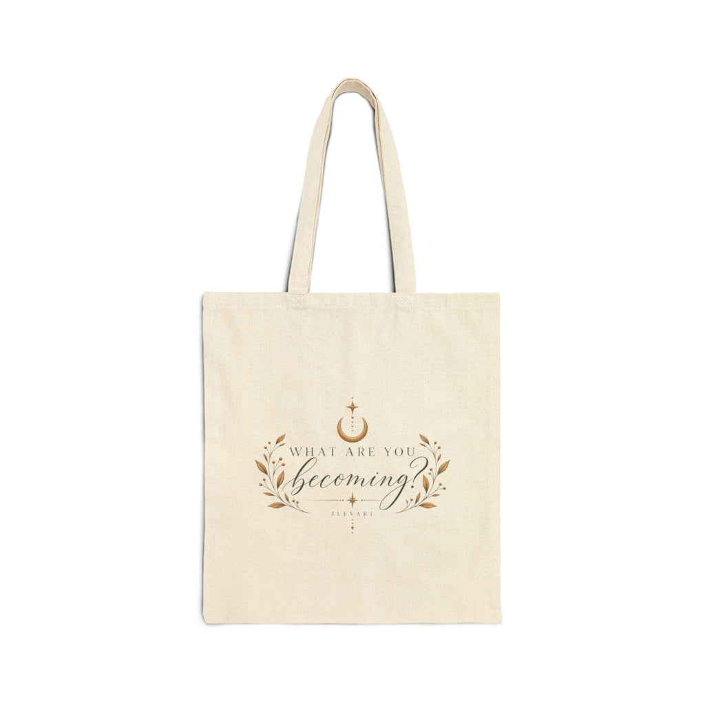 Butterfly Moon Canvas Tote — Boho Floral 'Becoming' Cotton Tote Bag