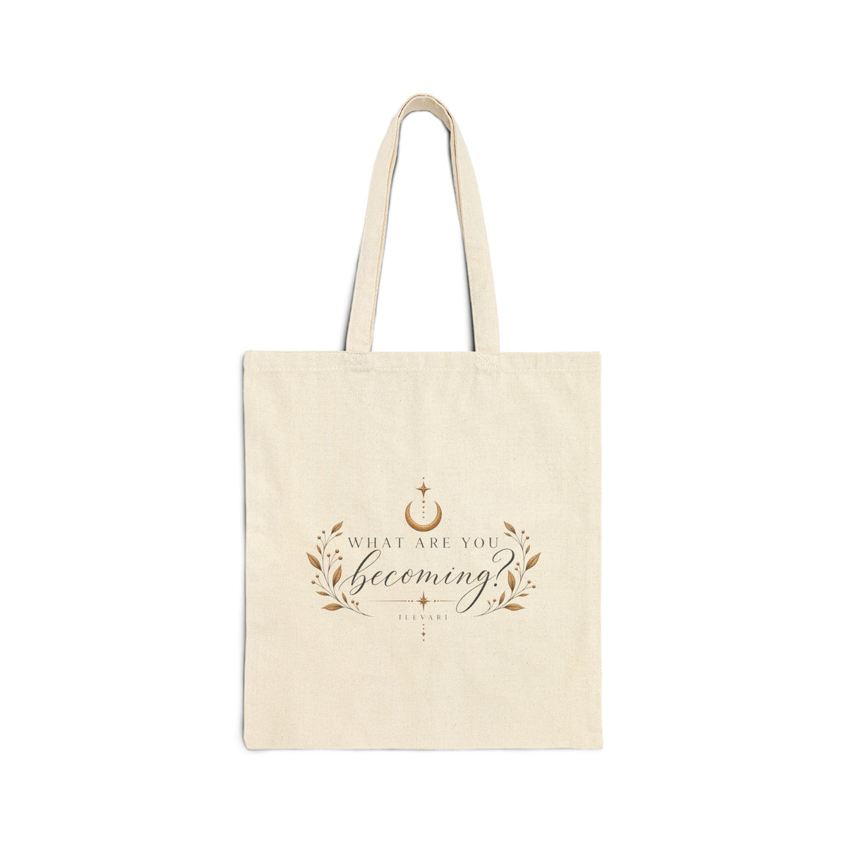 Butterfly Moon Canvas Tote — Boho Floral 'Becoming' Cotton Tote Bag