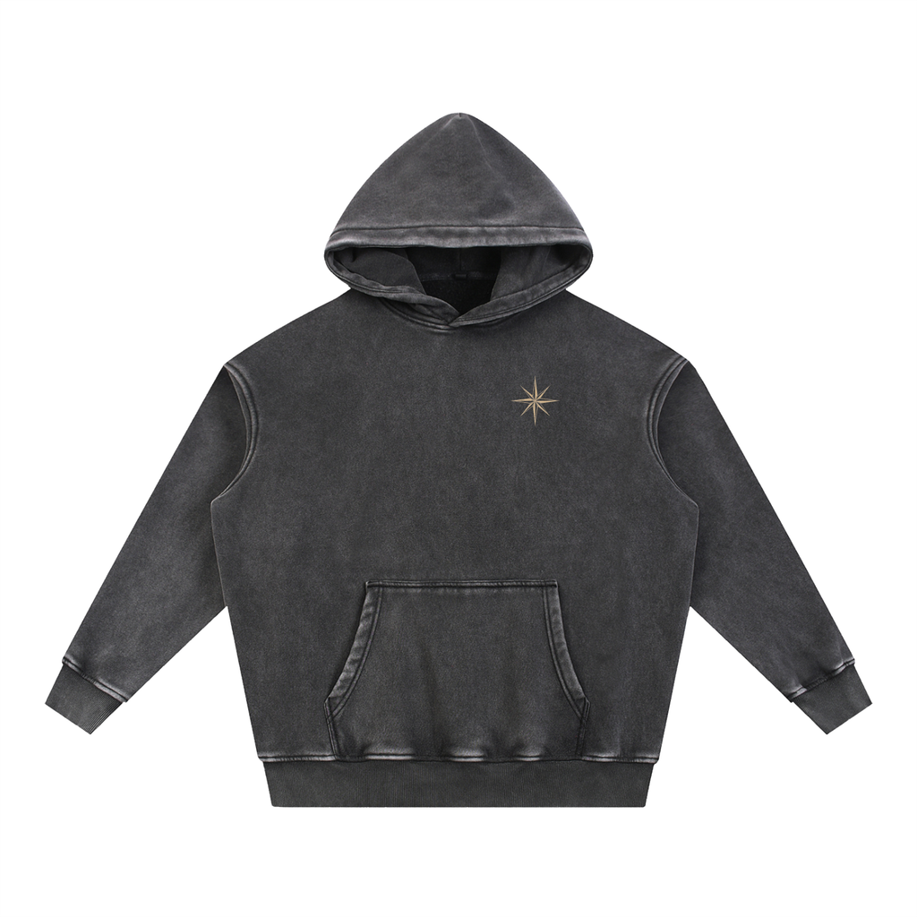 Ilevari Compass Star Snow-Wash Oversized Hoodie